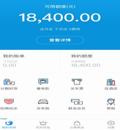 花呗使用平台 出来额度为0